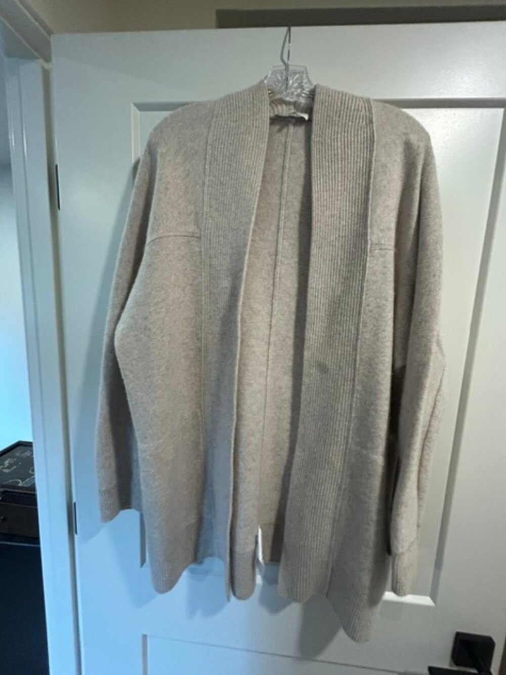 VINCE Ribbed Open Cashmere Cardigan In Marble - Large #S5055